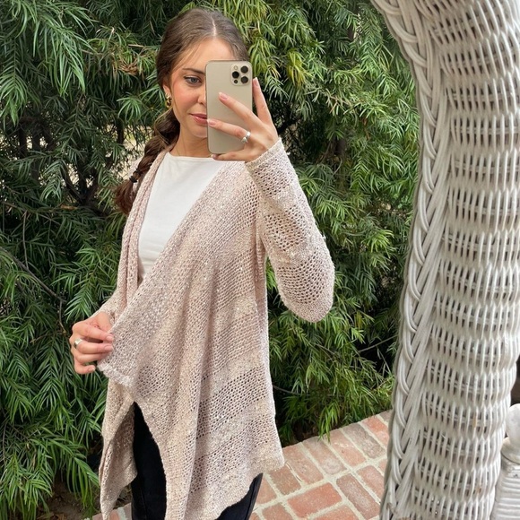 INC International concepts pink cream sequin cardigan sz s - Picture 3 of 5